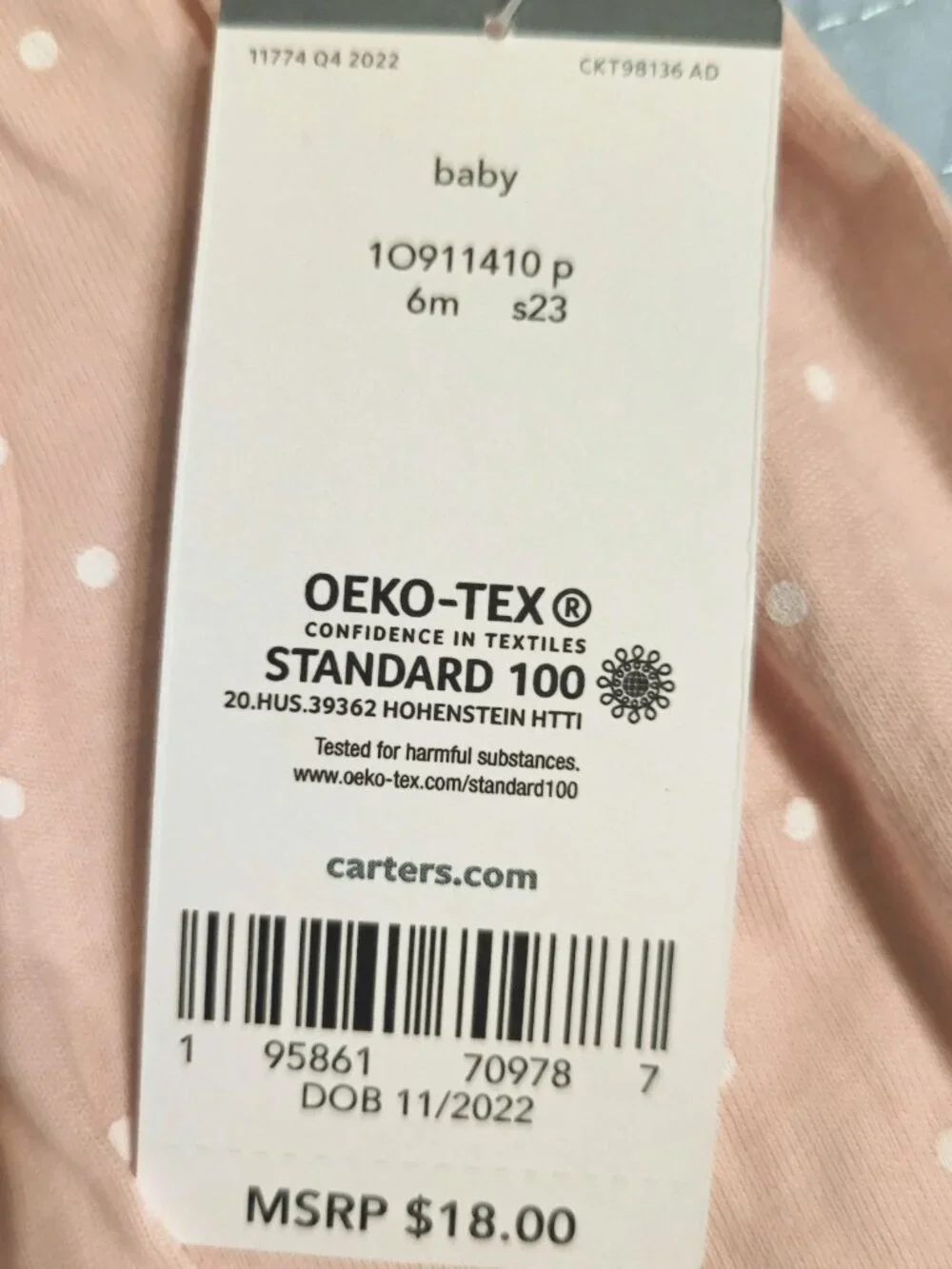 NWT Carter's Sweet Baby Girl Heart Pocket Romper - Pink/White - 6 Months - Picture 9 of 10